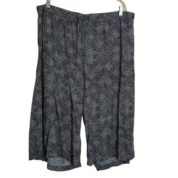 Old Navy Womens Cropped Wide Leg Pull On Pants XL Black White Geometric Pockets - Picture 1 of 6